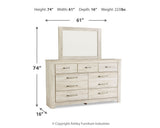 Bellaby Whitewash King Panel Storage Bed, Dresser, Mirror and 2 Nightstands from Ashley Furniture - Luna Furniture