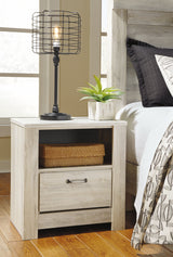 Bellaby Whitewash King Panel Storage Bed, Dresser, Mirror and 2 Nightstands from Ashley Furniture - Luna Furniture