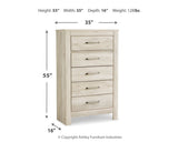 Bellaby Whitewash King Storage Bed, Dresser, Mirror, Chest and 2 Nightstands from Ashley Furniture - Luna Furniture