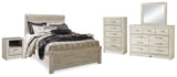 Bellaby Whitewash Queen Panel Bed, Dresser, Mirror, Chest and 2 Nightstands from Ashley - Luna Furniture