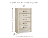 Bellaby Whitewash Queen Panel Bed, Dresser, Mirror, Chest and 2 Nightstands from Ashley - Luna Furniture