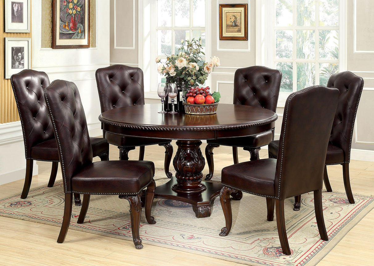 Bellagio Brown Cherry/Dark Brown Leatherette Side Chair from Furniture of America - Luna Furniture