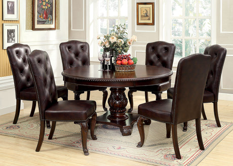 Bellagio Brown Cherry/Dark Brown Leatherette Side Chair from Furniture of America - Luna Furniture