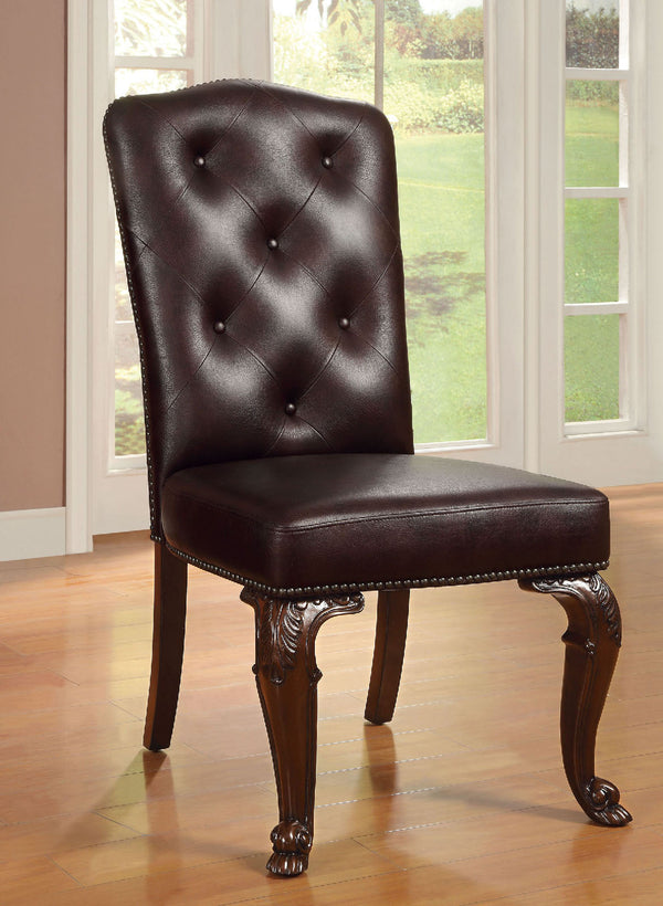 Bellagio Brown Cherry/Dark Brown Leatherette Side Chair