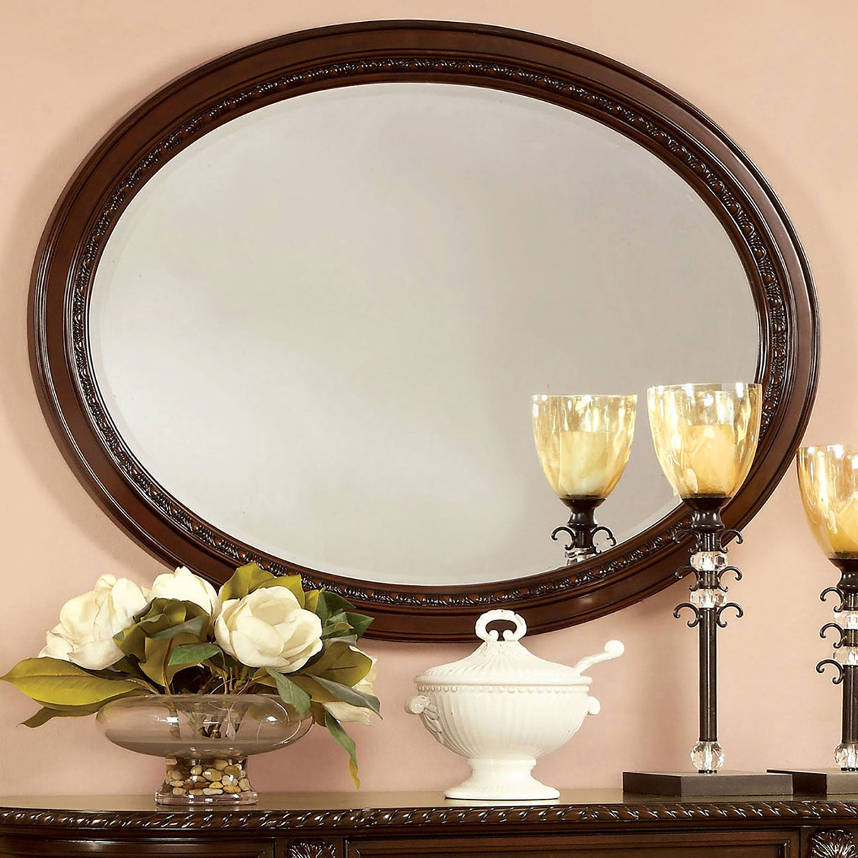 Bellagio Brown Cherry Mirror (Mirror Only) from Furniture of America - Luna Furniture