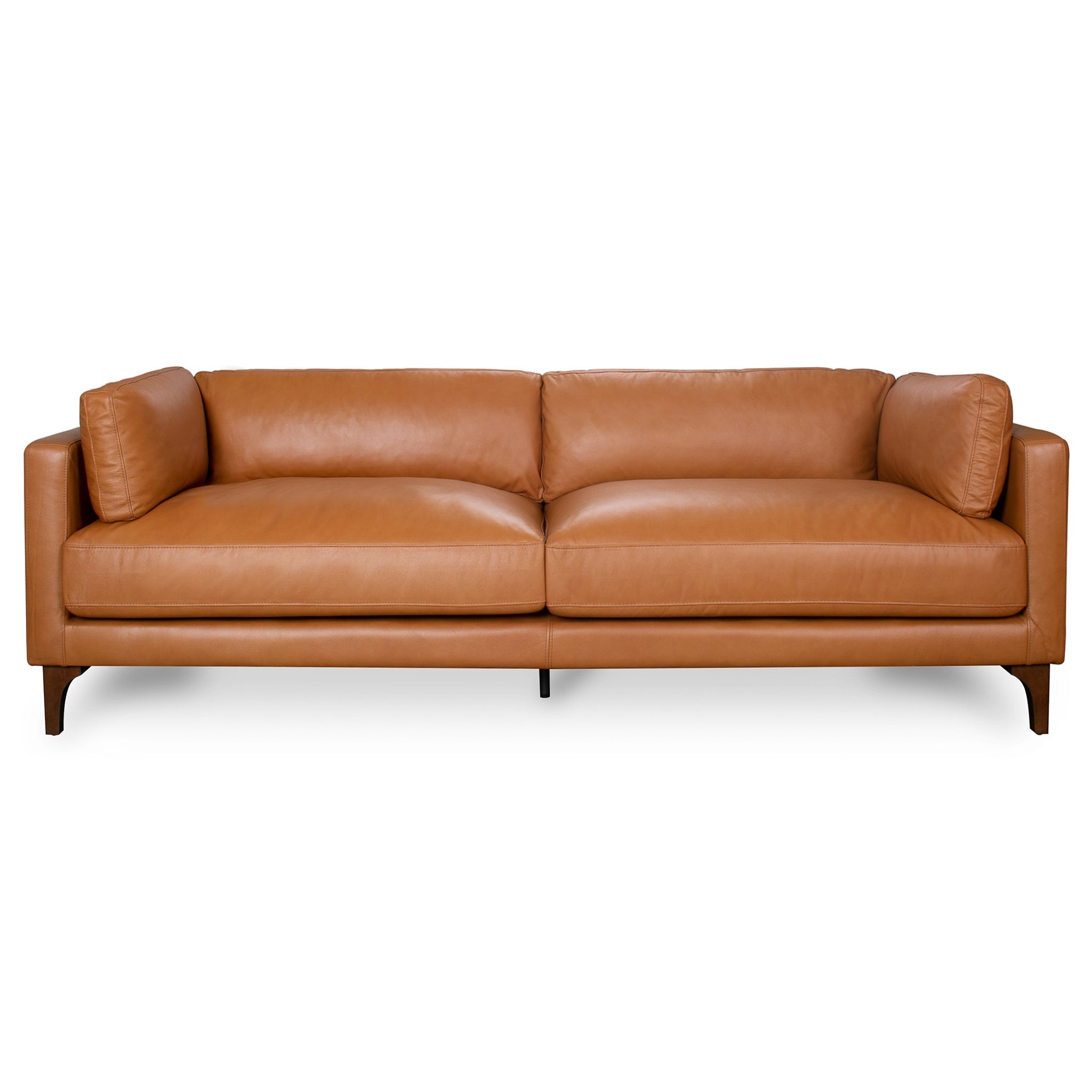 Bellrose Brown Mid-Century Modern Genuine Leather Sofa – Luna