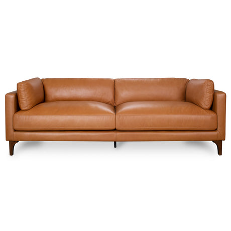 Bellrose Brown Mid-Century Modern Genuine Leather Sofa from Midinmod - Luna Furniture