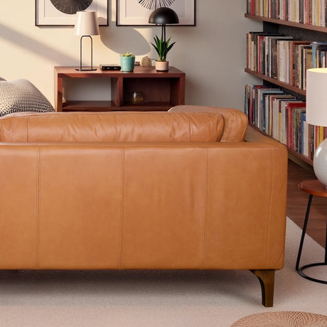Bellrose Brown Mid-Century Modern Genuine Leather Sofa from Midinmod - Luna Furniture