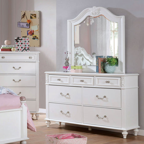 Belva White Mirror (Mirror Only) from Furniture of America - Luna Furniture