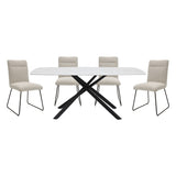 Benito Beige/Black/Marble Print Glass-Top 5-Piece Dining Set from Homelegance - Luna Furniture