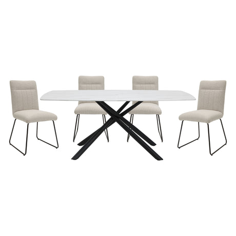 Benito Beige/Black/Marble Print Glass-Top Dining Set from Homelegance - Luna Furniture