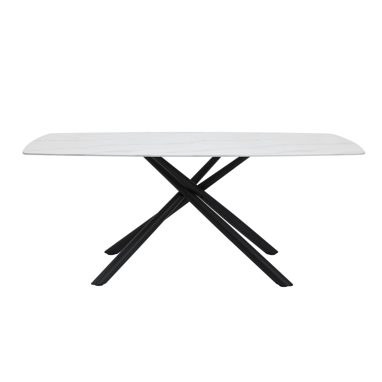 Benito Black/White Marble Print Glass-Top Dining Table from Homelegance - Luna Furniture