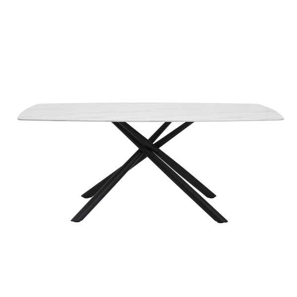 Benito Black/White Marble Print Glass-Top Dining Table