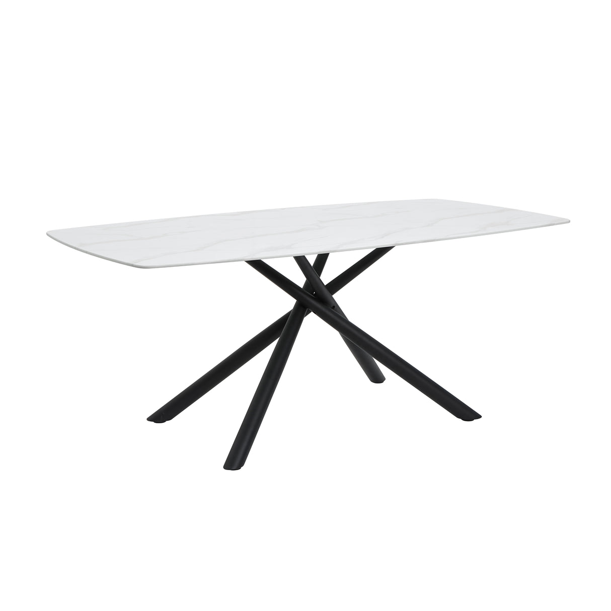 Benito Black/White Marble Print Glass-Top Dining Table from Homelegance - Luna Furniture