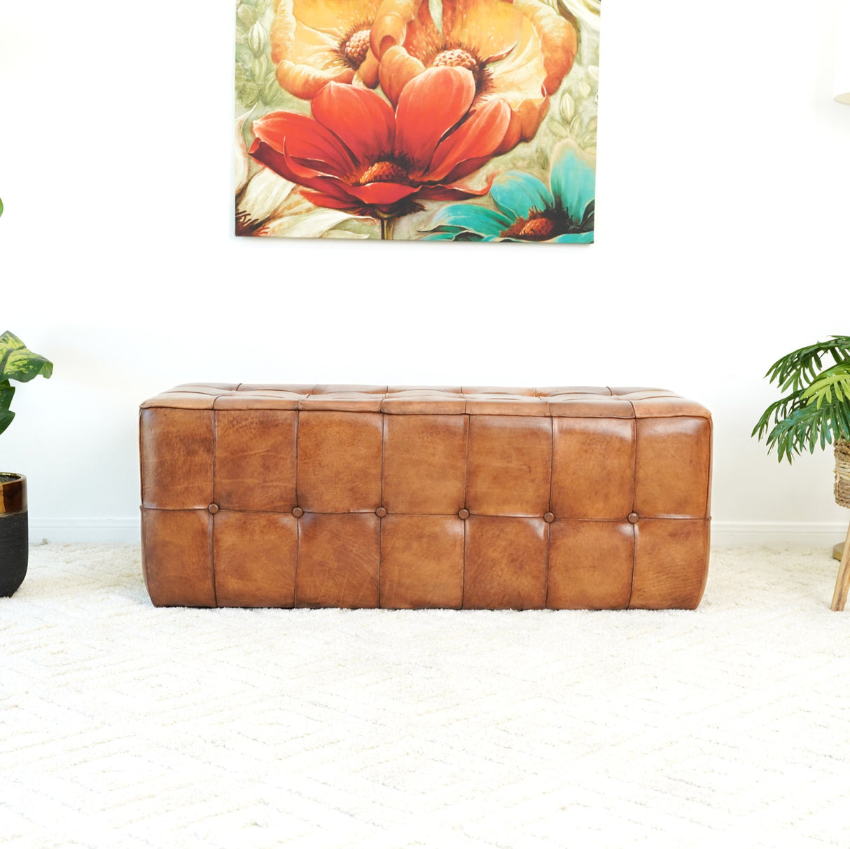 Benjiro Tan Leather Bench from Midinmod - Luna Furniture