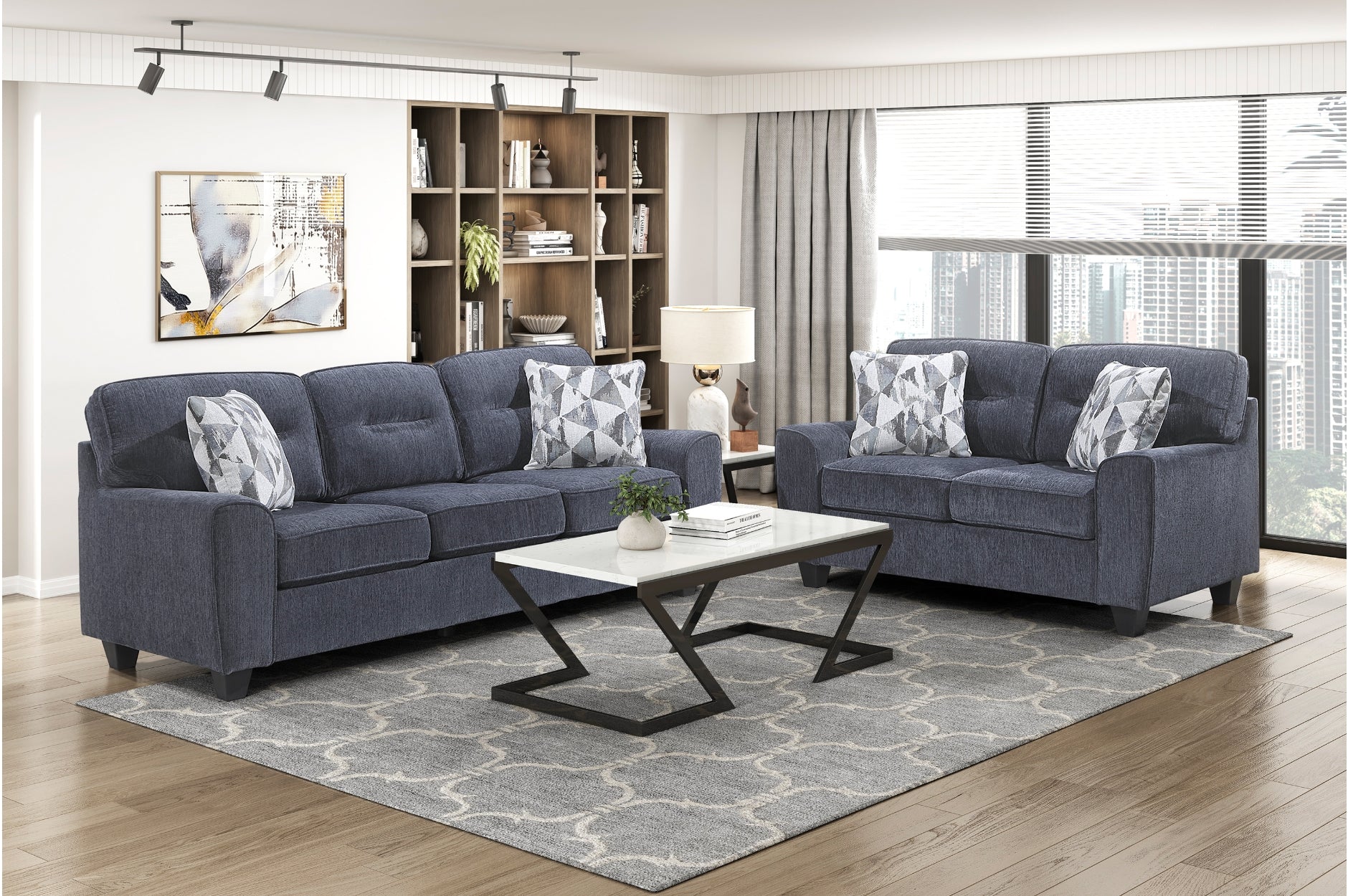 Homelegance Bennett Blue Living Room Set – Luna Furniture