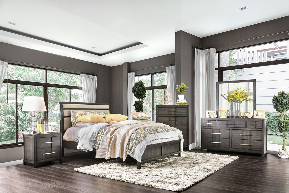 Berenice Gray/Beige King Bed from Furniture of America - Luna Furniture