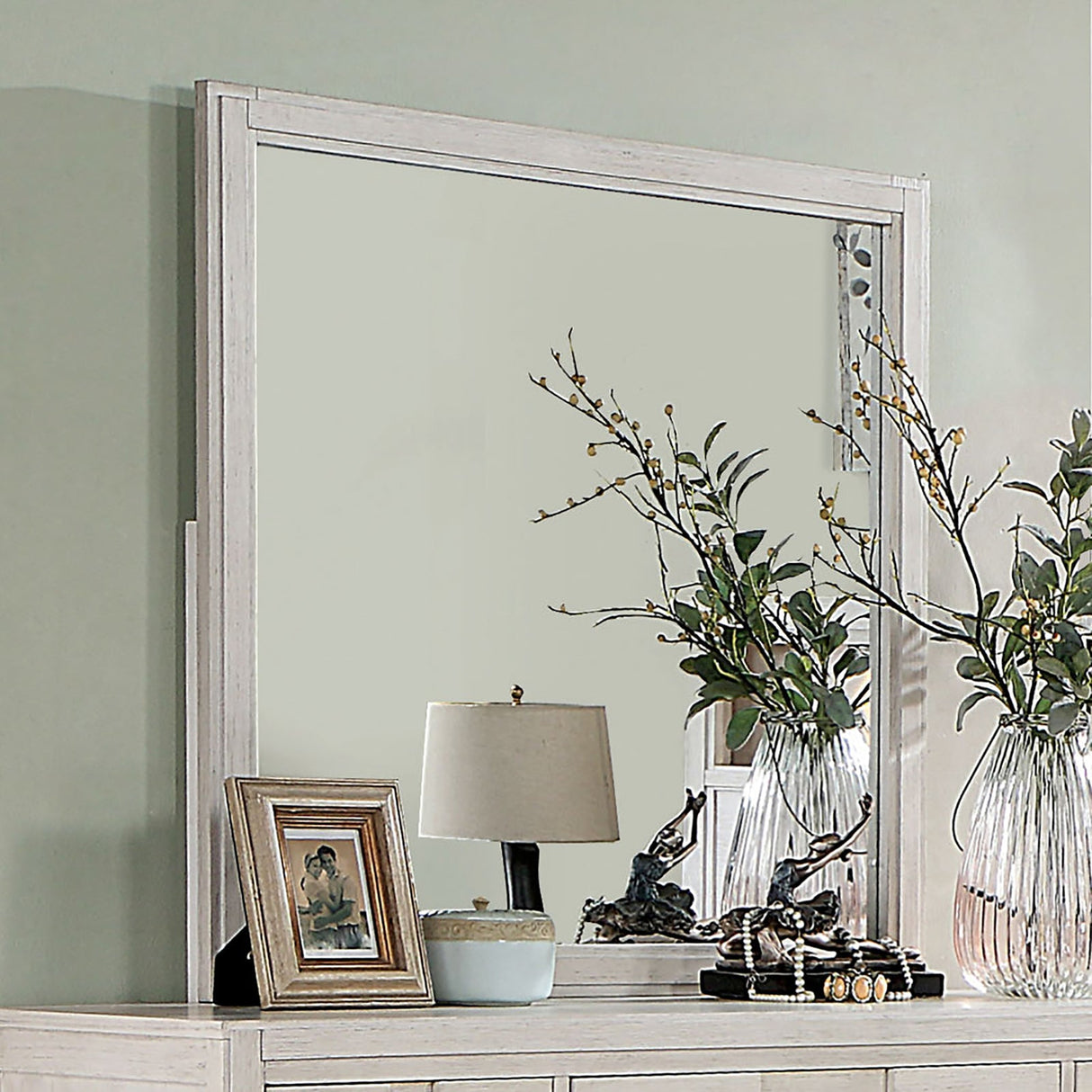 Berenice White Mirror (Mirror Only) from Furniture of America - Luna Furniture