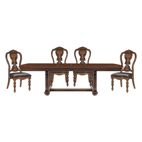 Bergen Dark Oak 5-Piece Double Extendable 108" Dining Set from Homelegance - Luna Furniture