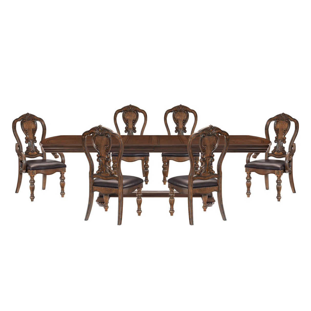 Bergen Dark Oak 7-Piece Double Extendable 108" Dining Set from Homelegance - Luna Furniture