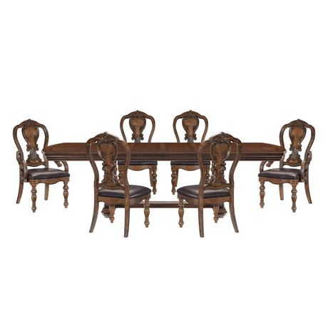 Bergen Dark Oak 7-Piece Double Extendable 108" Dining Set from Homelegance - Luna Furniture