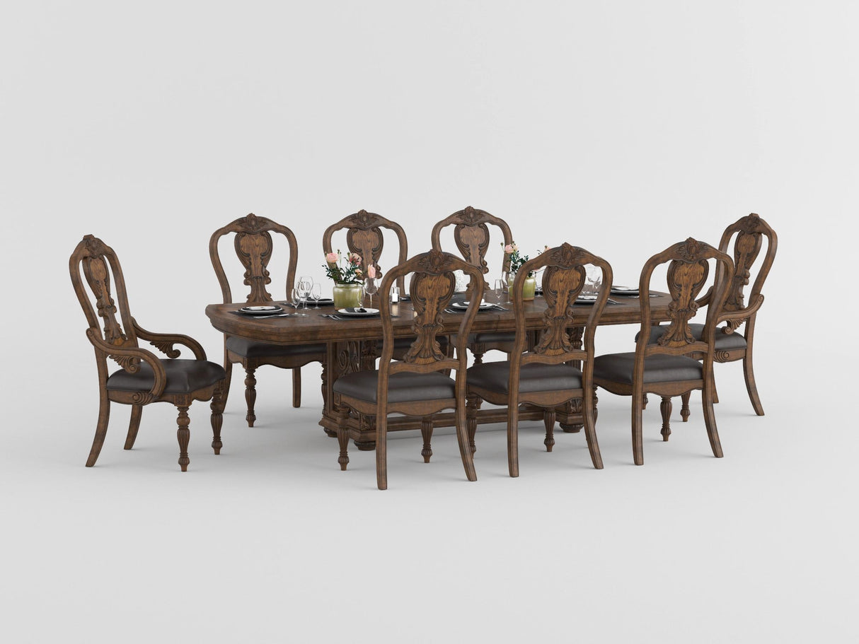 Bergen Dark Oak Double Extendable 108" Dining Table from Homelegance - Luna Furniture