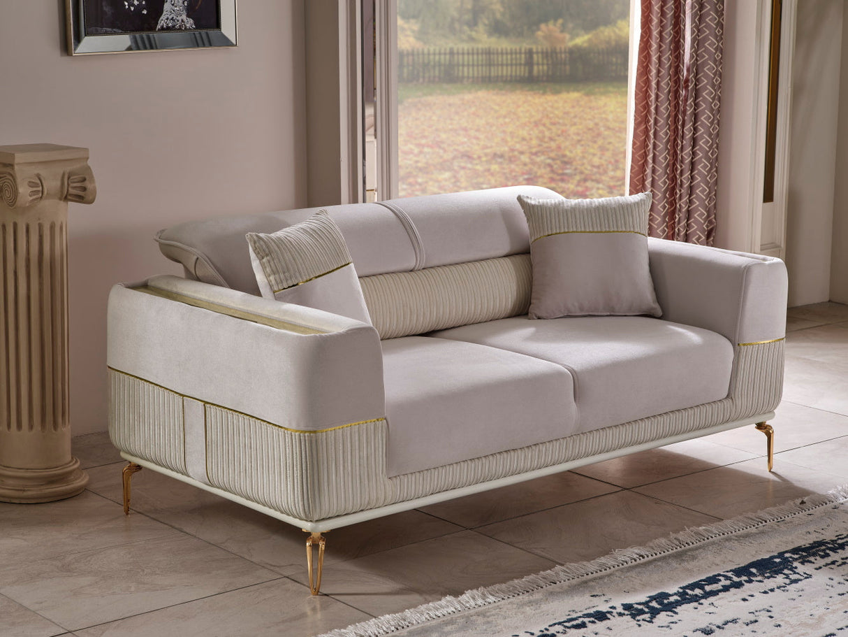 Berlin 3-pieces (Sofa & Loveseat & Chair)Livingroom Set in Beige from Furnia - Luna Furniture
