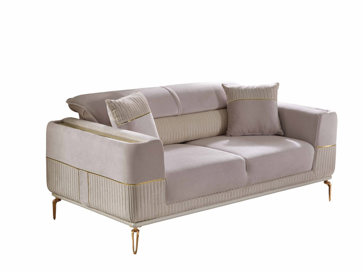 Berlin 3-pieces (Sofa & Loveseat & Chair)Livingroom Set in Beige from Furnia - Luna Furniture