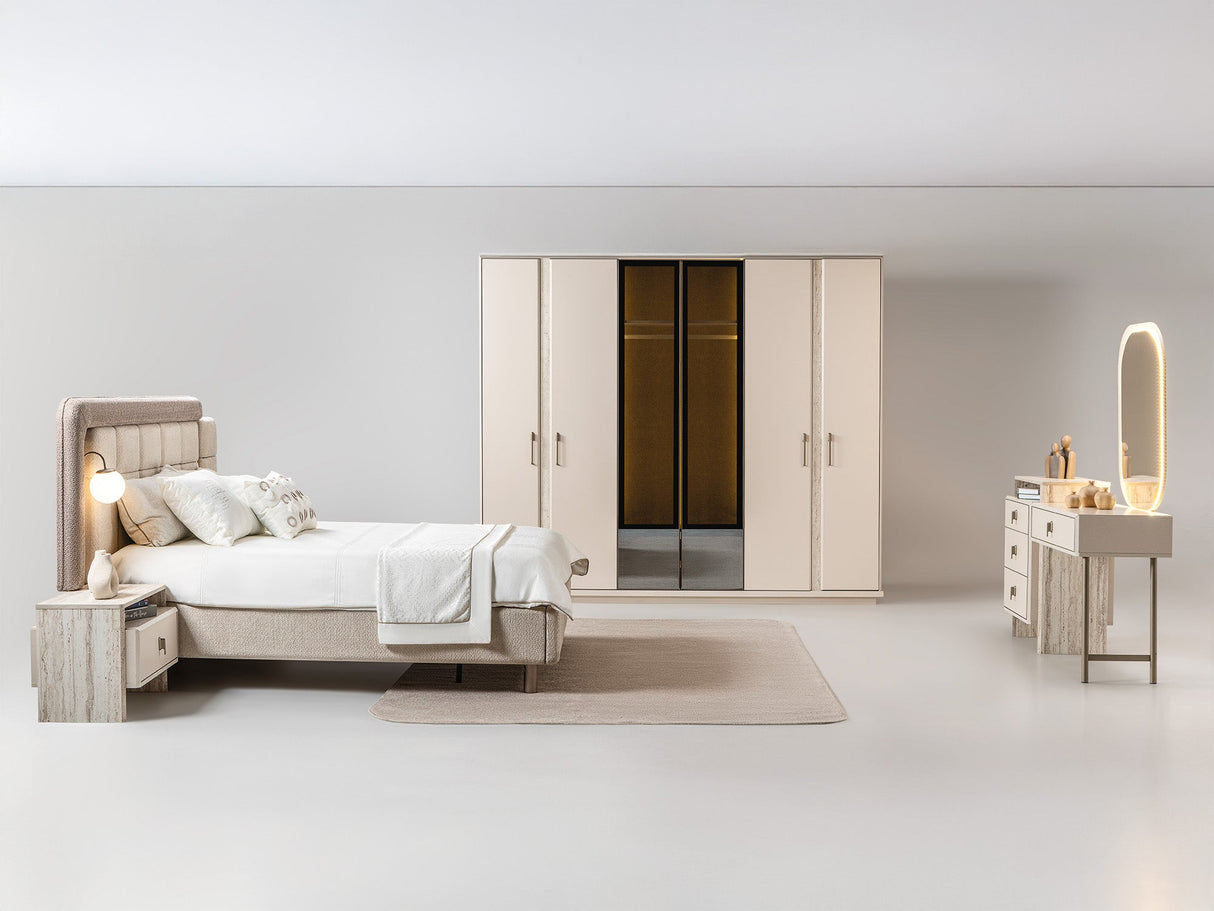 Bern Bedroom (Queen Frame With Headboard & Dresser With Mirror & 2 Nightstand) from Furnia - Luna Furniture