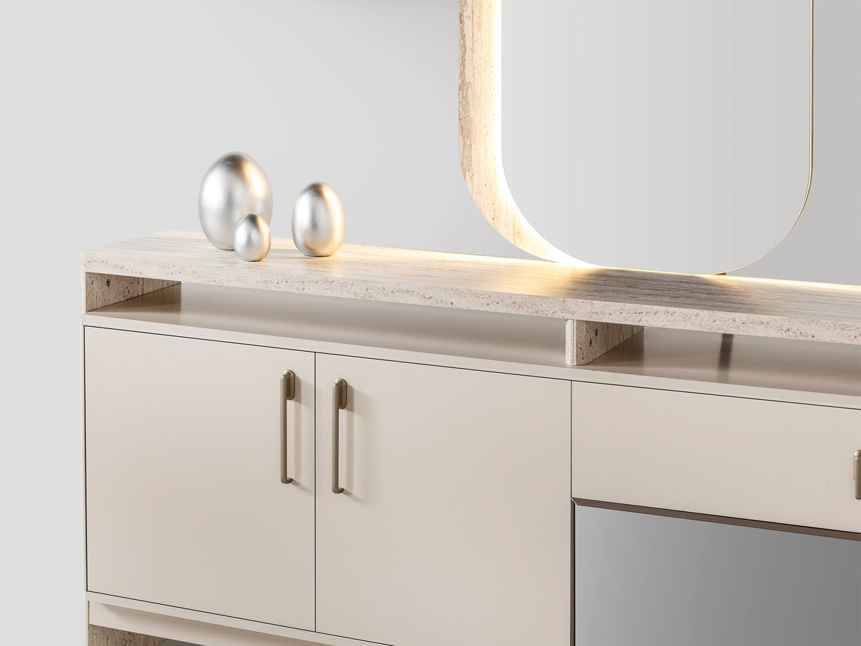 Bern Diningroom (Consol With Mirror & Dining Table & 6 Dining Chair) from Furnia - Luna Furniture