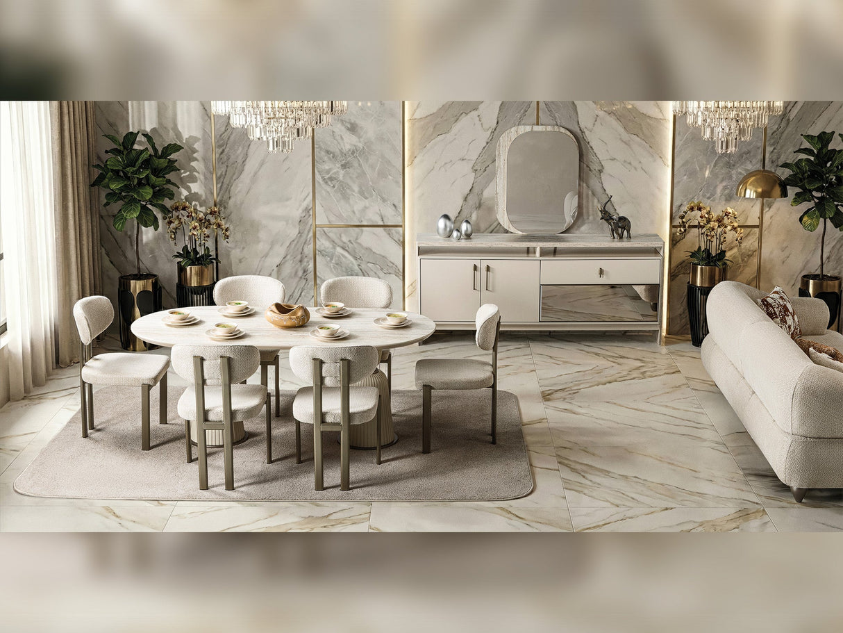 Bern Diningroom (Consol With Mirror & Dining Table & 6 Dining Chair) from Furnia - Luna Furniture