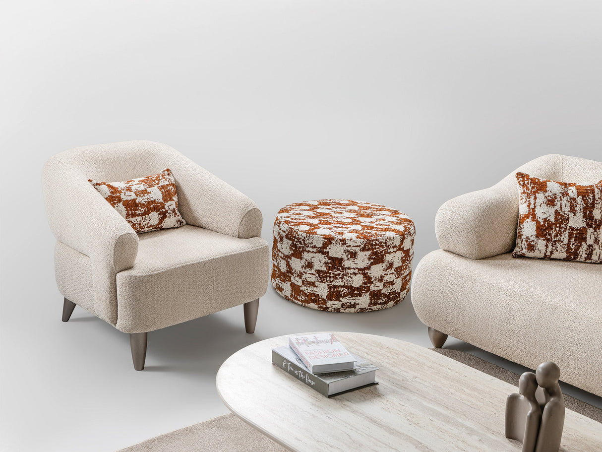 Bern 3-pieces (Sofa & Loveseat & Chair) Livingroom Set in Cream from Furnia - Luna Furniture
