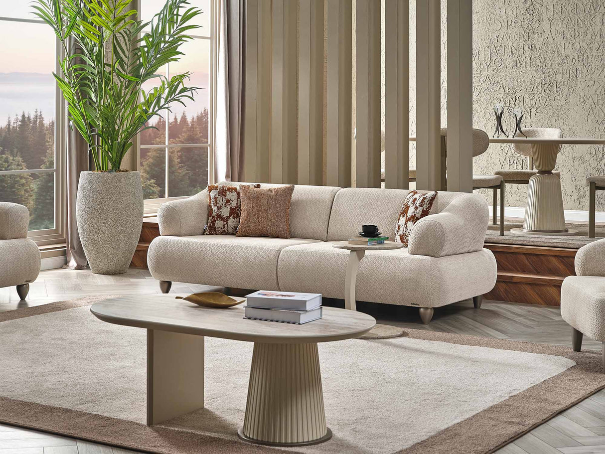 Bern Convertible Sofa in Cream from Furnia - Luna Furniture
