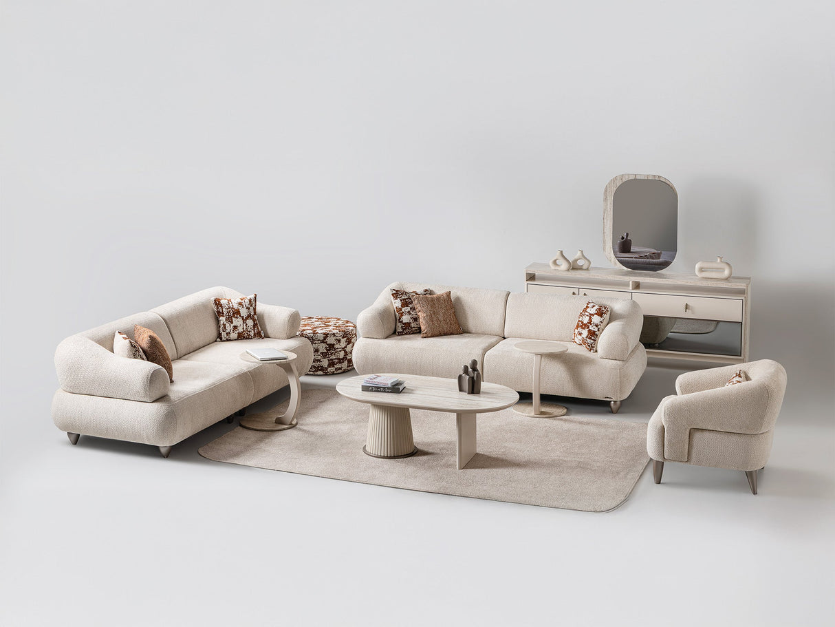 Bern 3-pieces (Sofa & Loveseat & Chair) Livingroom Set in Cream from Furnia - Luna Furniture
