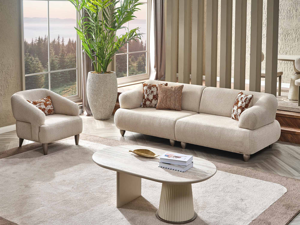 Bern Convertible Sofa in Cream from Furnia - Luna Furniture