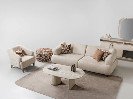 Bern 3-pieces (Sofa & Loveseat & Chair) Livingroom Set in Cream from Furnia - Luna Furniture