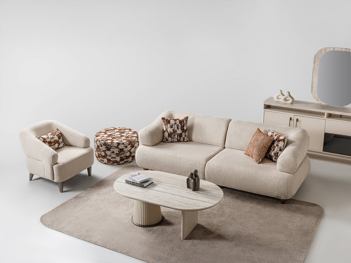 Bern Convertible Loveseat in Cream from Furnia - Luna Furniture