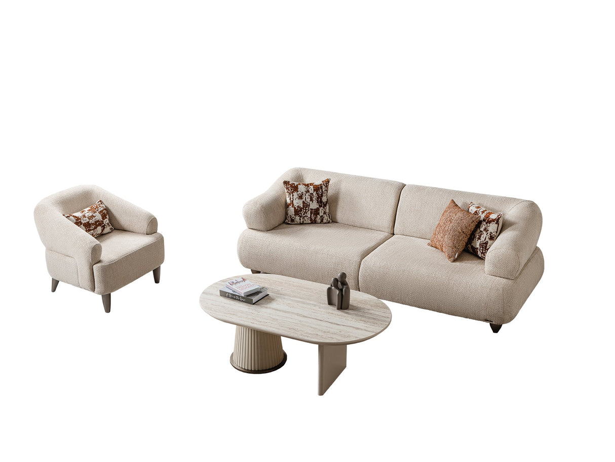 Bern 3-pieces (Sofa & Loveseat & Chair) Livingroom Set in Cream from Furnia - Luna Furniture
