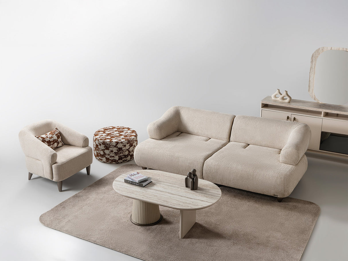 Bern Convertible Loveseat in Cream from Furnia - Luna Furniture