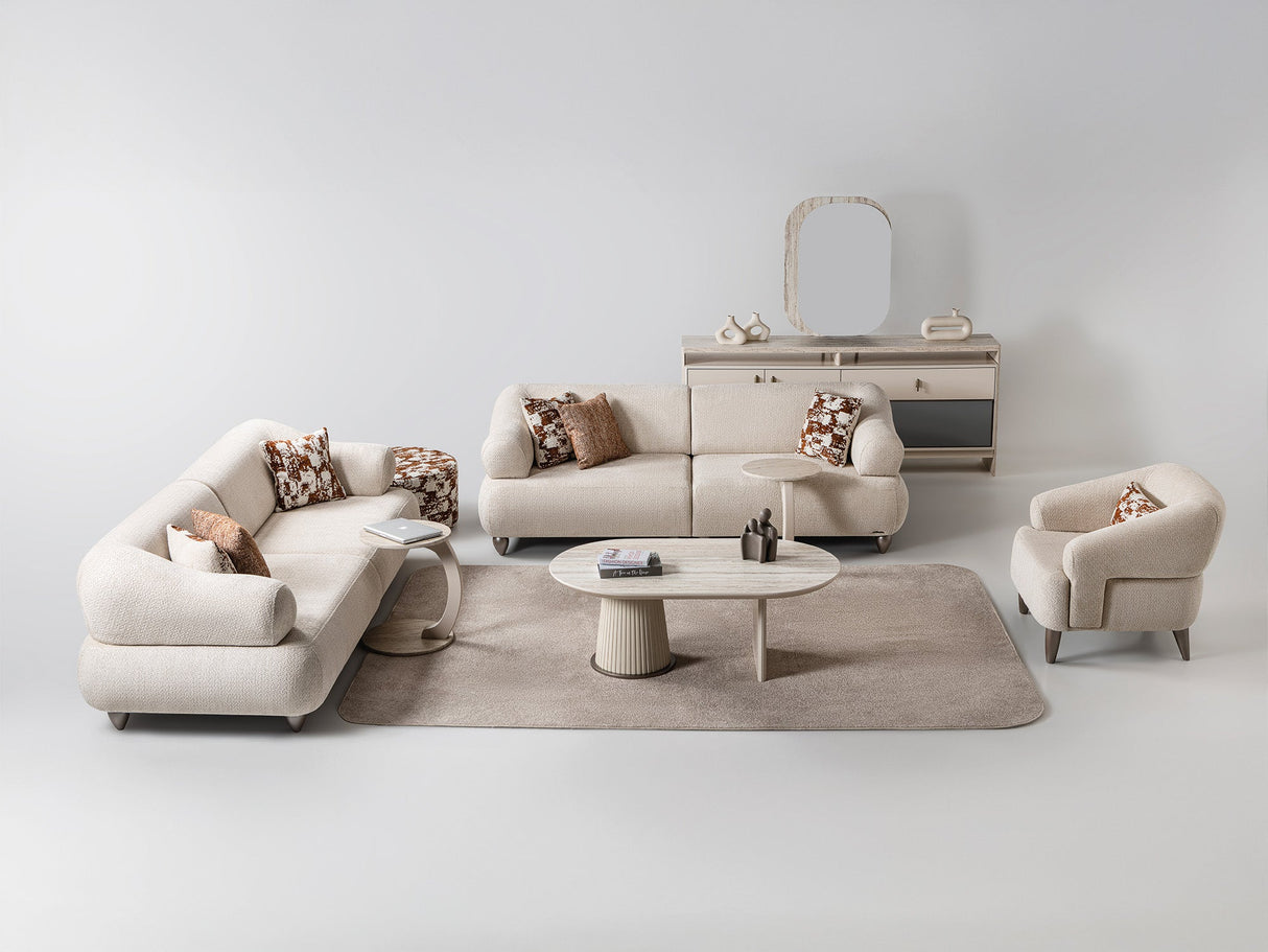 Bern 3-pieces (Sofa & Loveseat & Chair) Livingroom Set in Cream from Furnia - Luna Furniture