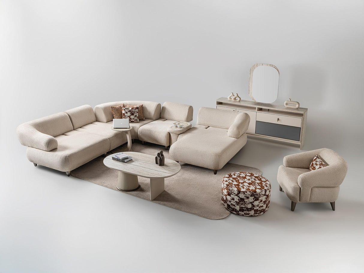 Bern Cream 6-Piece Modular Sectional from Furnia - Luna Furniture