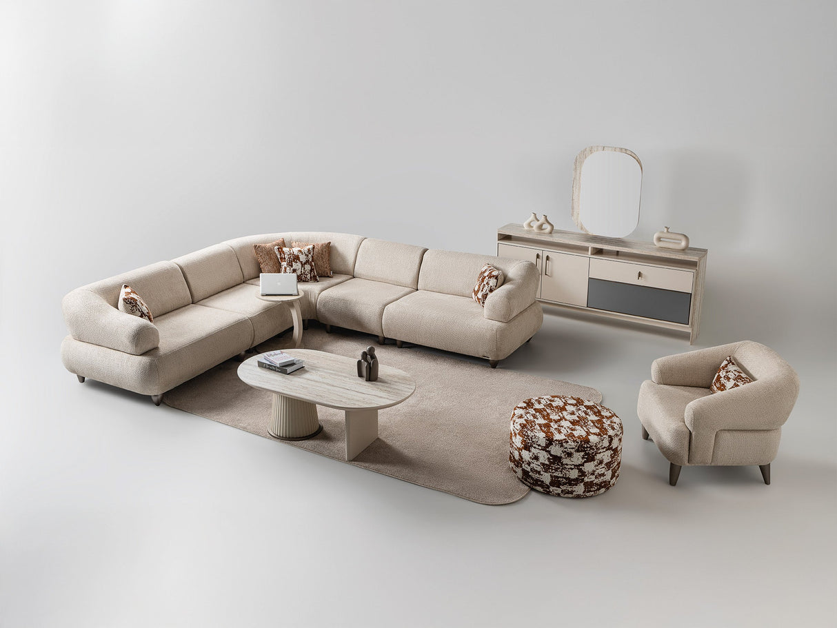 Bern Cream 6-Piece Modular Sectional from Furnia - Luna Furniture