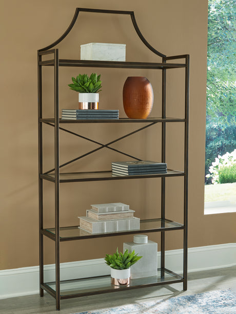Bernonly Antique Bronze Finish 72" Bookcase from Ashley - Luna Furniture