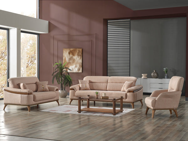 Beta 3-pieces (Sofa & Loveseat & Chair) Livingroom Set in Beige