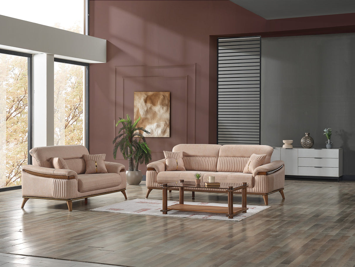 Beta Convertible Loveseat in Beige from Furnia - Luna Furniture