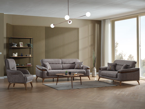 Beta 3-pieces (Sofa & Loveseat & Chair) Livingroom Set in Fume