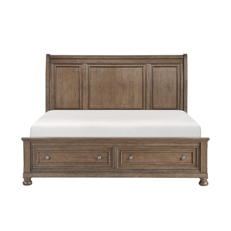 Bethel Antique Brown Eastern King Platform Bed with Footboard Storage from Homelegance - Luna Furniture