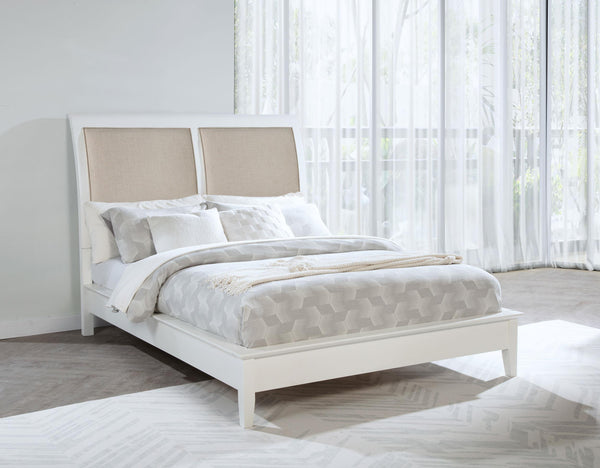 Bexhill White 56-inch Upholstered Queen Panel Bed