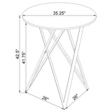 Bexter White and Chrome Faux Marble Round Top Bar Table from Coaster - Luna Furniture