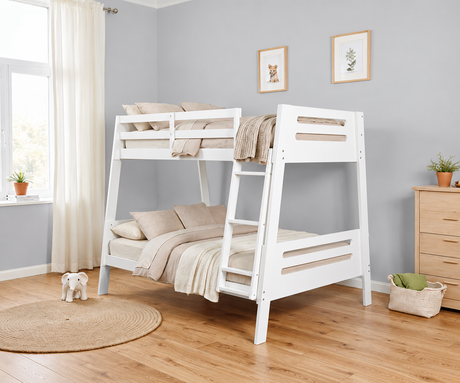 Kallen White Twin/Full Bunk Bed with Mattress from Furniture of America - Luna Furniture